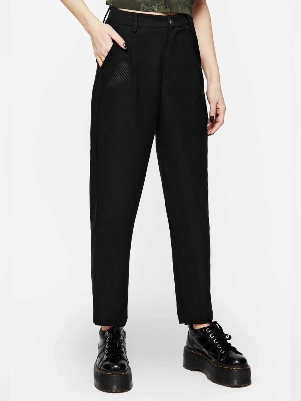 Disturbia Black Straight-Leg High Waist Pants